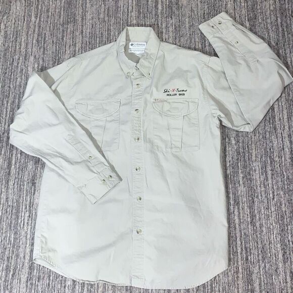 Columbia Mens Medium‎ Button Front Embroidered Shirt Ski X Treme Roller Skis - Picture 1 of 6